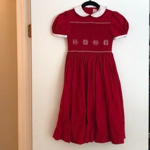 Girls smocked holiday dress with snowflakes
